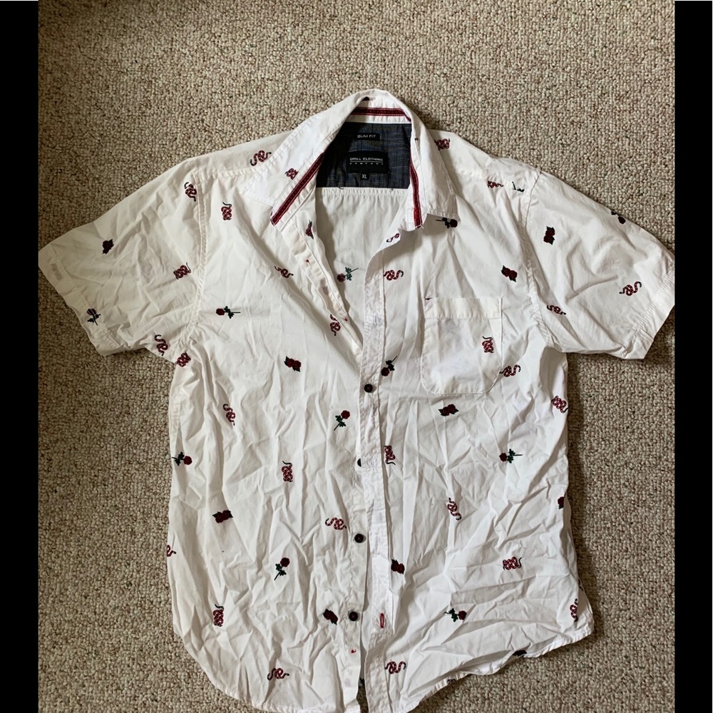 Fashion Nova Mens Button Down Short Sleeve Size XL